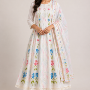 Premium Cotton Anarkali Suit Set with Printed Dupatta