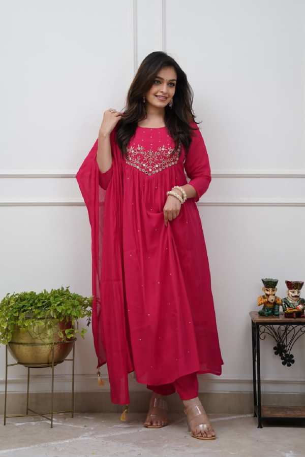 Premium Cotton 60×60 Embroidered Kurti Pant Set