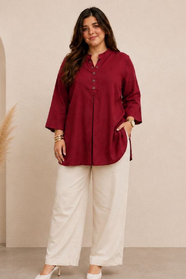 Elegant Cotton Straight Kurti Pant Set with Button Detailing
