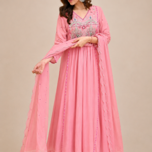 Pure Cotton 60×60 Heavy Embroidered Anarkali 3-Piece Suit Set