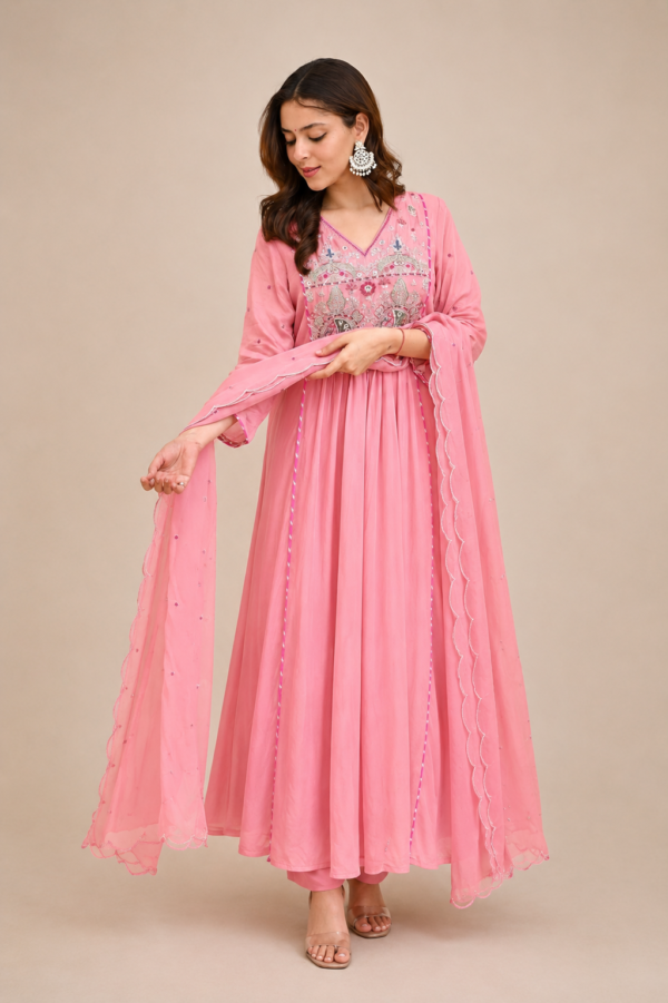 Pure Cotton 60×60 Heavy Embroidered Anarkali 3-Piece Suit Set