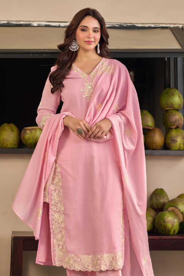 Pure Cotton 60×60 Heavy Embroidered 3-Piece Suit Set