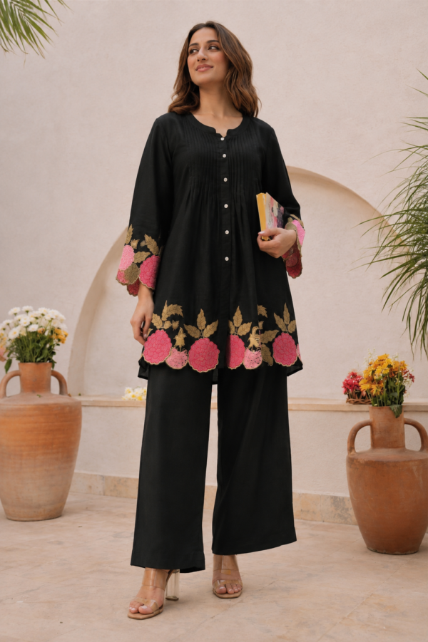 Premium Cotton Printex Floral Embroidered Co-ord Set