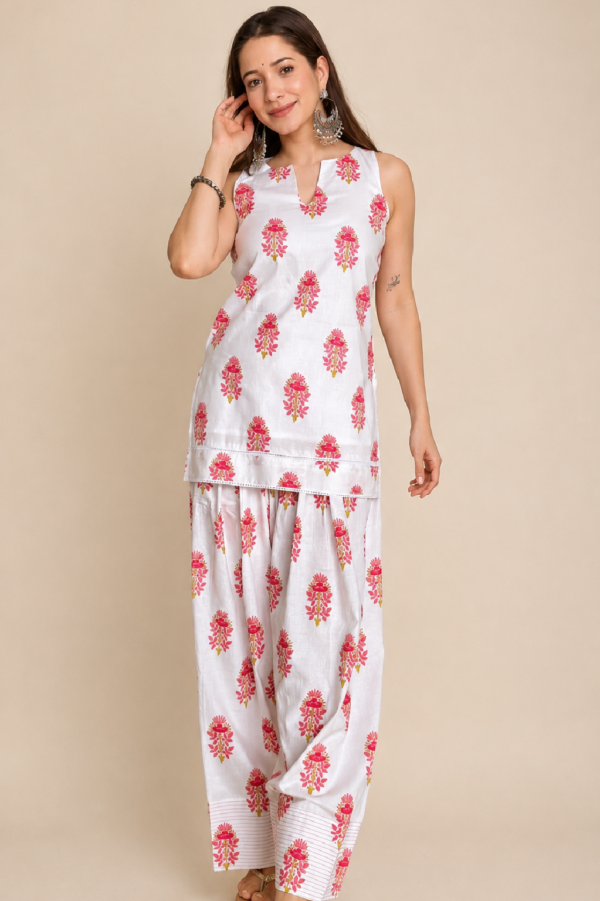 Premium Cotton Corset-Style Cherry Print Farshi Salwar Set