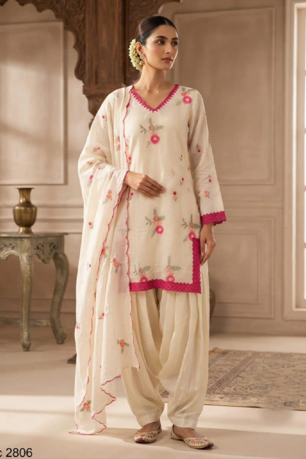 Special Mal Cotton Farshi Salwar Suit Set with Embroidered Cutwork Dupatta