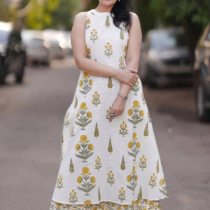 Premium Floral Cotton Flex A-Line Kurti Palazzo Set with Pockets